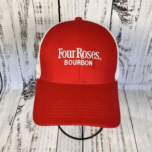 Four Roses Bourbon Mesh Trucker Snapback Hat Cap Kentucky Whiskey Men Red White